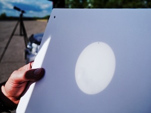 Photo of the projection of the Venus transit across the face of the Sun